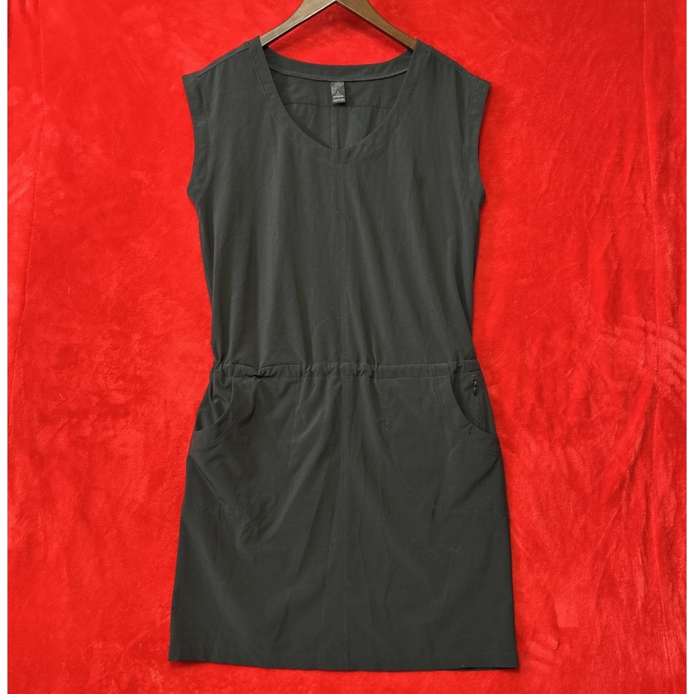 Prana Womens Drop Waist Dress Size S Black Active Cinch Pull Camping Tennis Prep